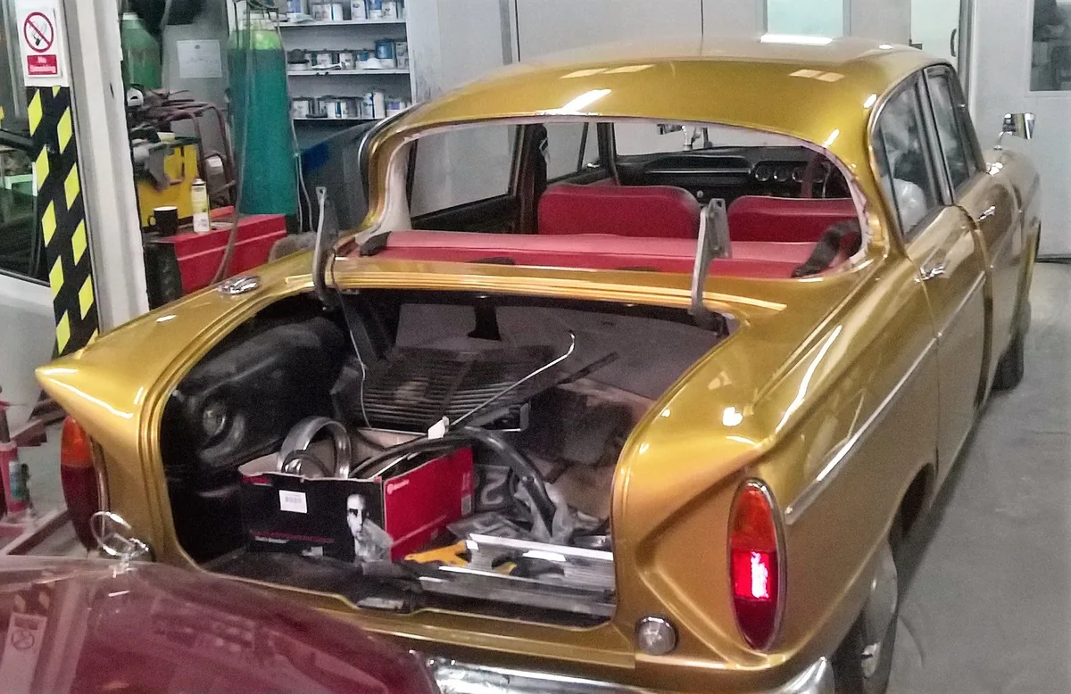 Interior view of a Humber Sceptre after rear screen replacement.