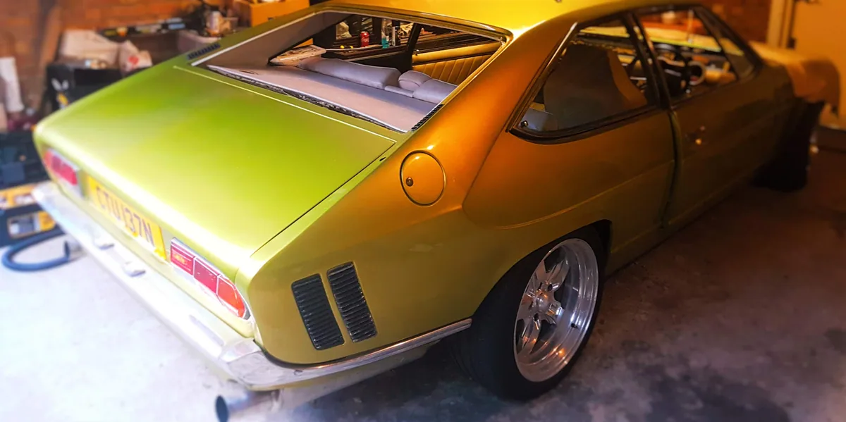 Rare Iso Lele Italian coupé with the rear window removed for replacement.