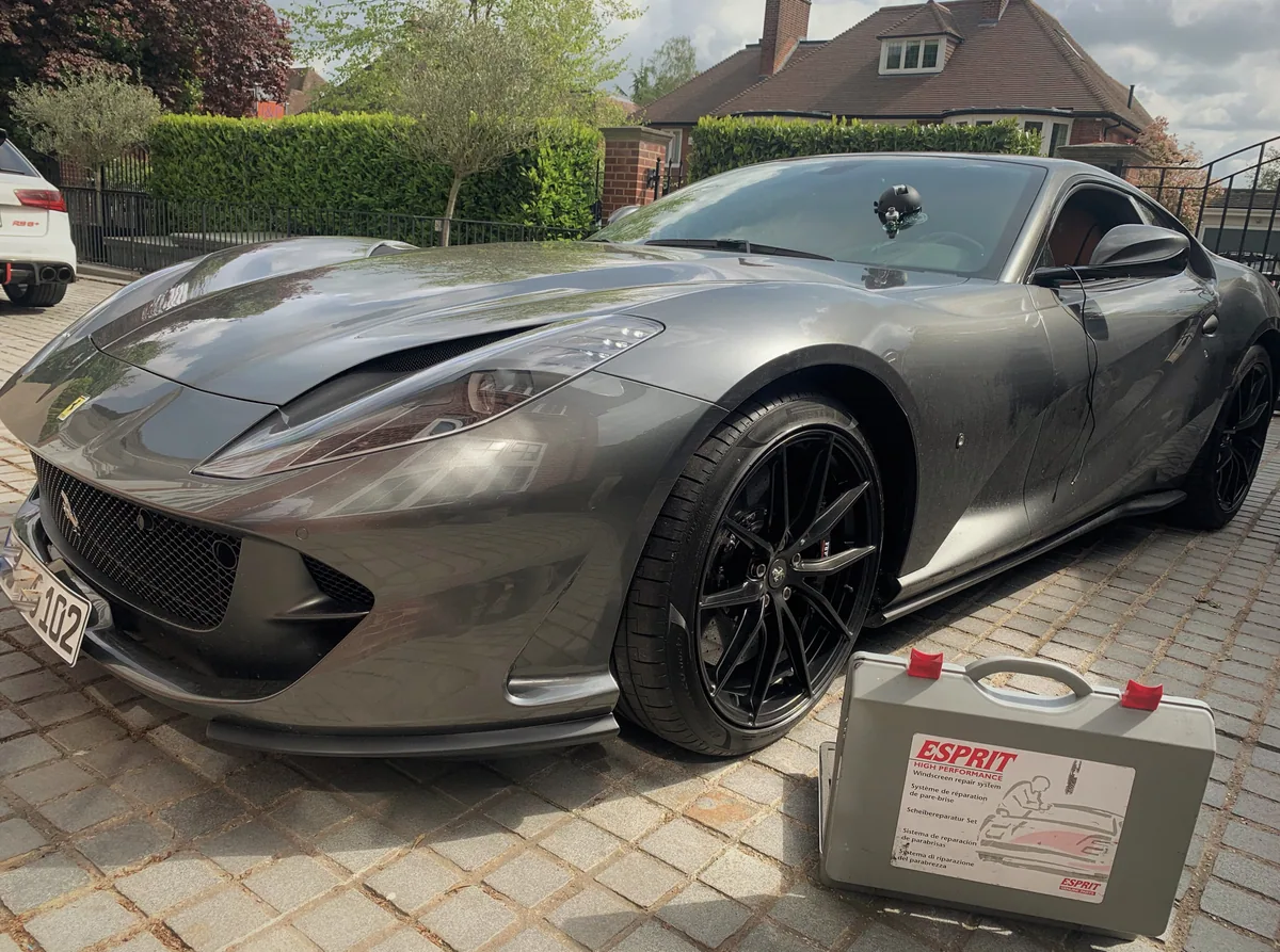 Mercedes-AMG GT after the windscreen replacement and ADAS calibration is complete.