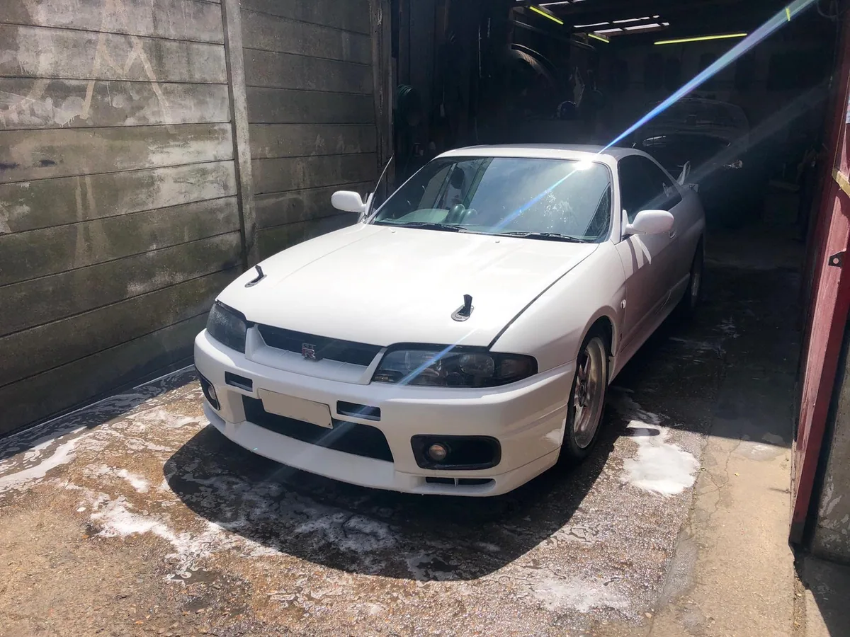Classic Nissan Skyline windscreen replacement, alternate view.