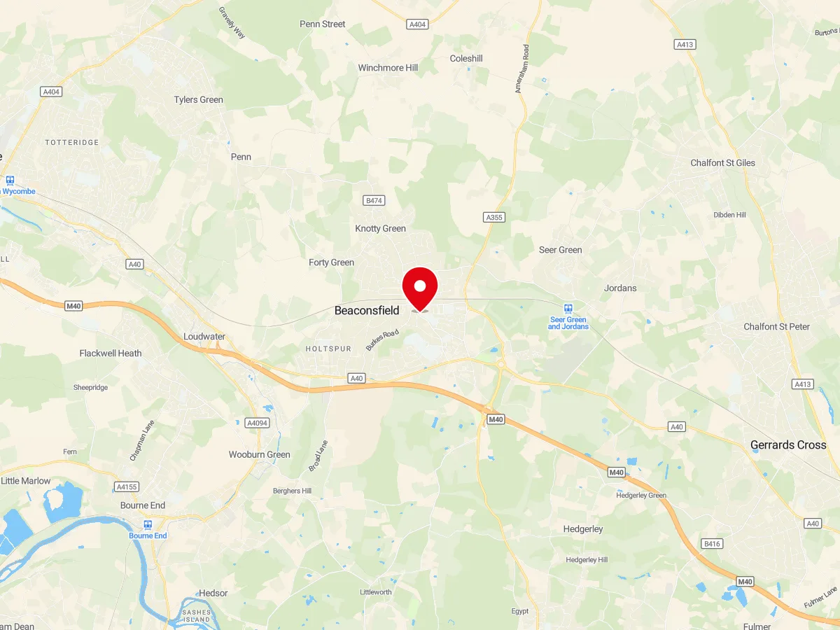 Map of Beaconsfield, Buckinghamshire — MyCarGlass mobile windscreen replacement and repair service area