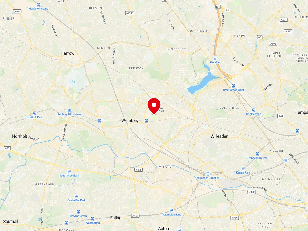 Map of Brent, NW London — MyCarGlass mobile windscreen replacement and repair service area