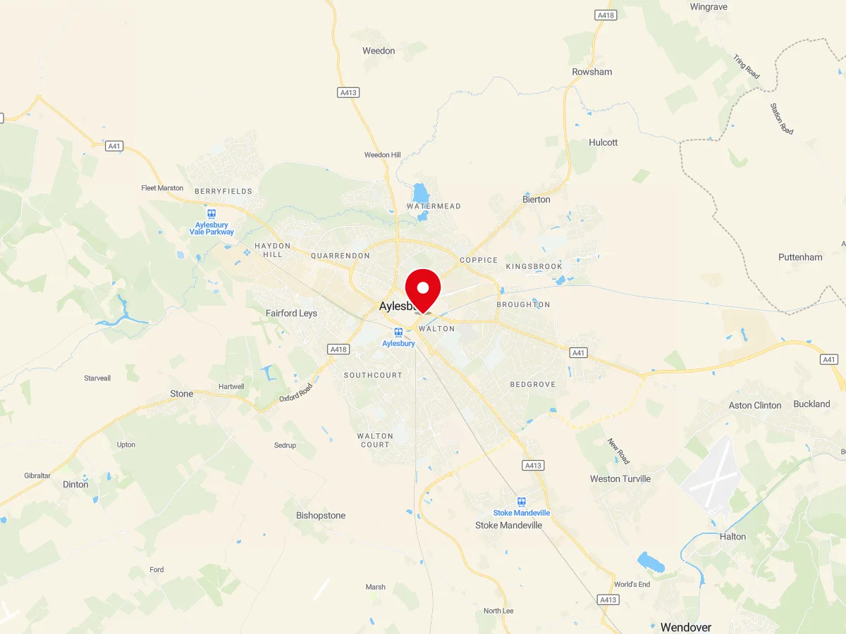 Map of Buckinghamshire, Home Counties — MyCarGlass mobile windscreen replacement and repair service area