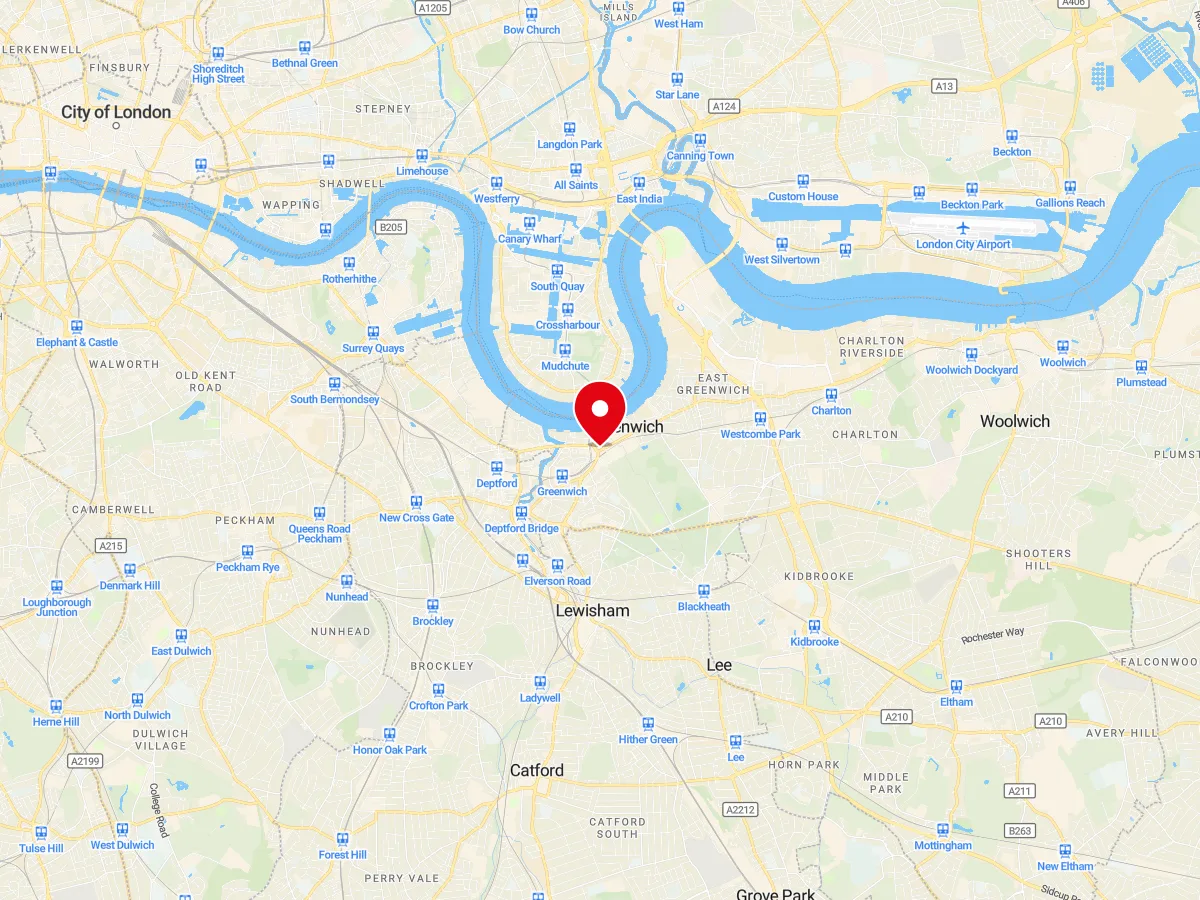 Map of Greenwich, SE London — MyCarGlass mobile windscreen replacement and repair service area
