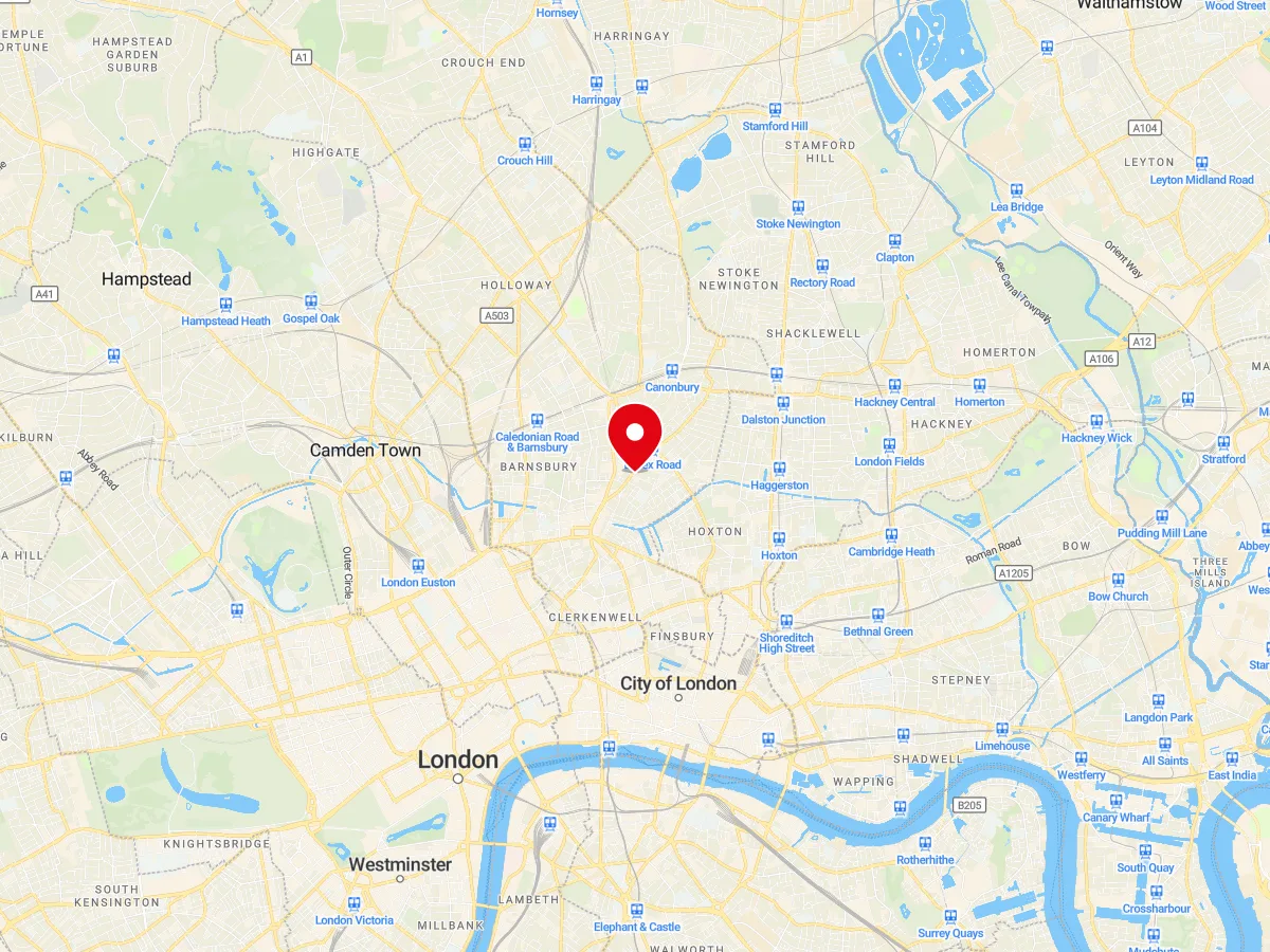 Map of Islington, North London — MyCarGlass mobile windscreen replacement and repair service area