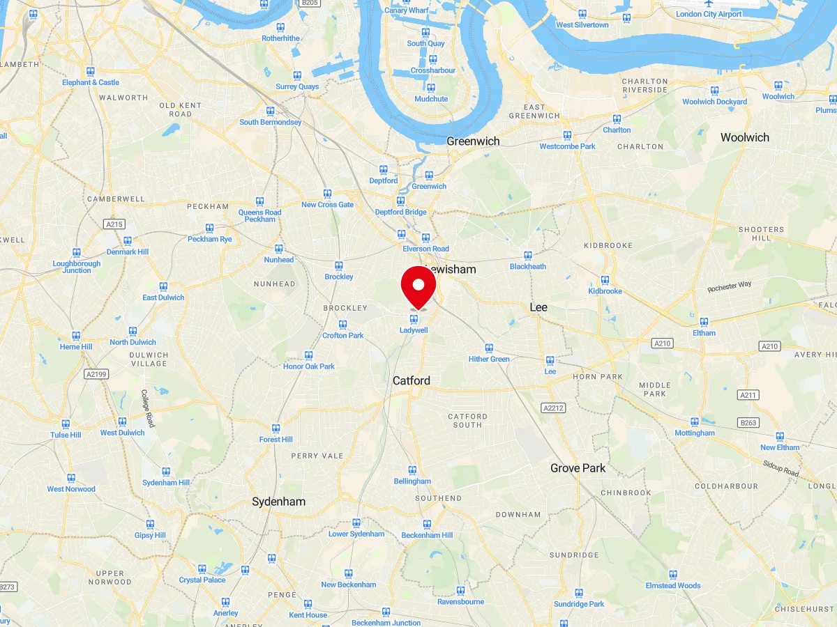 Map of Lewisham, SE London — MyCarGlass mobile windscreen replacement and repair service area