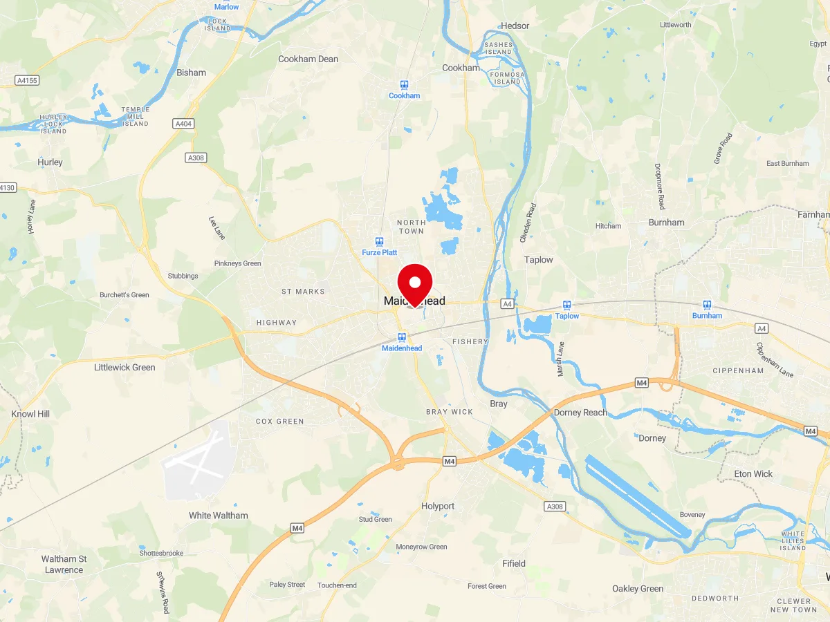 Map of Maidenhead, Berkshire — MyCarGlass mobile windscreen replacement and repair service area