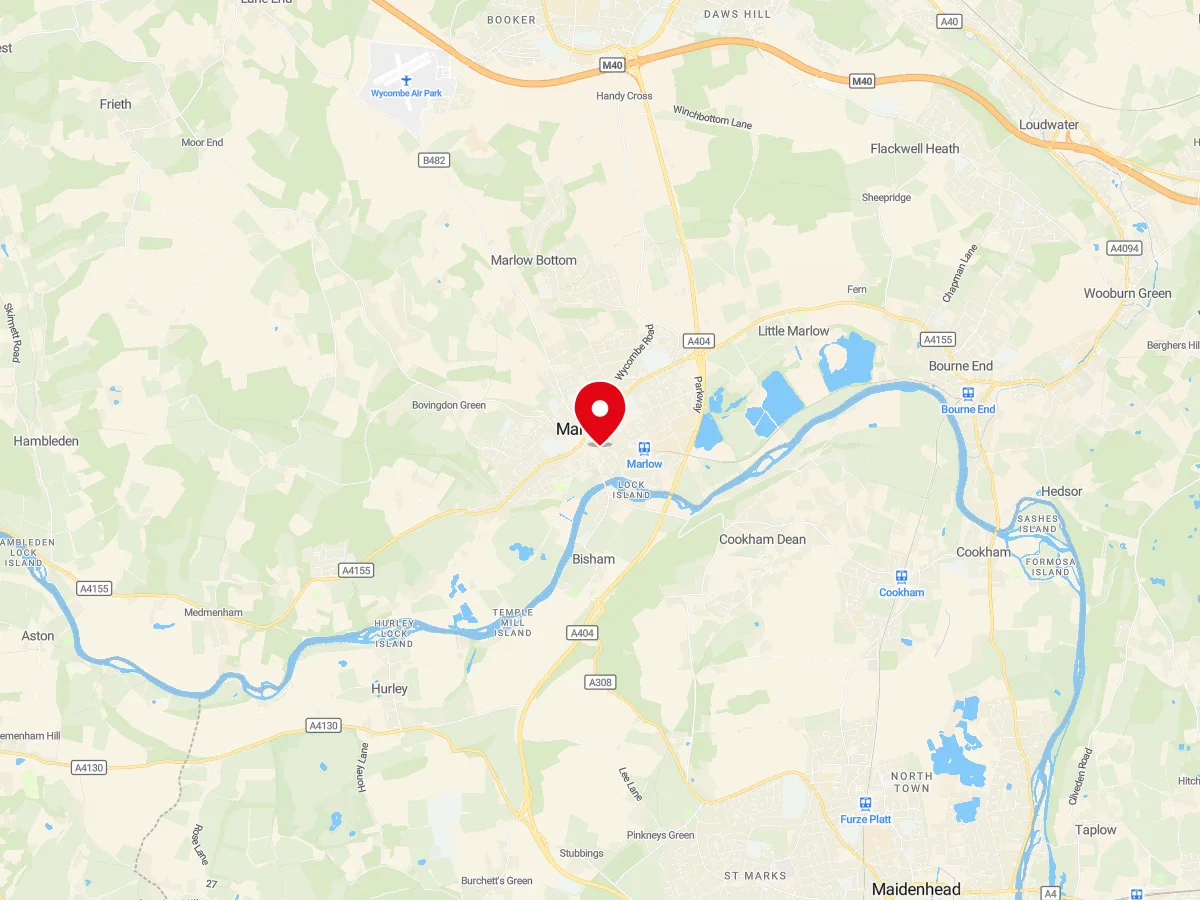Map of Marlow, Buckinghamshire — MyCarGlass mobile windscreen replacement and repair service area