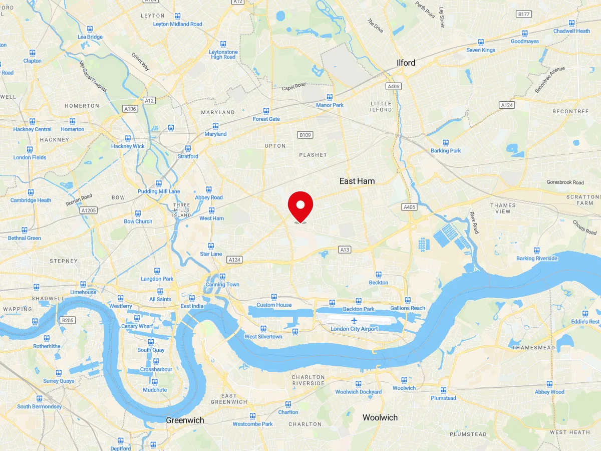 Map of Newham, East London — MyCarGlass mobile windscreen replacement and repair service area