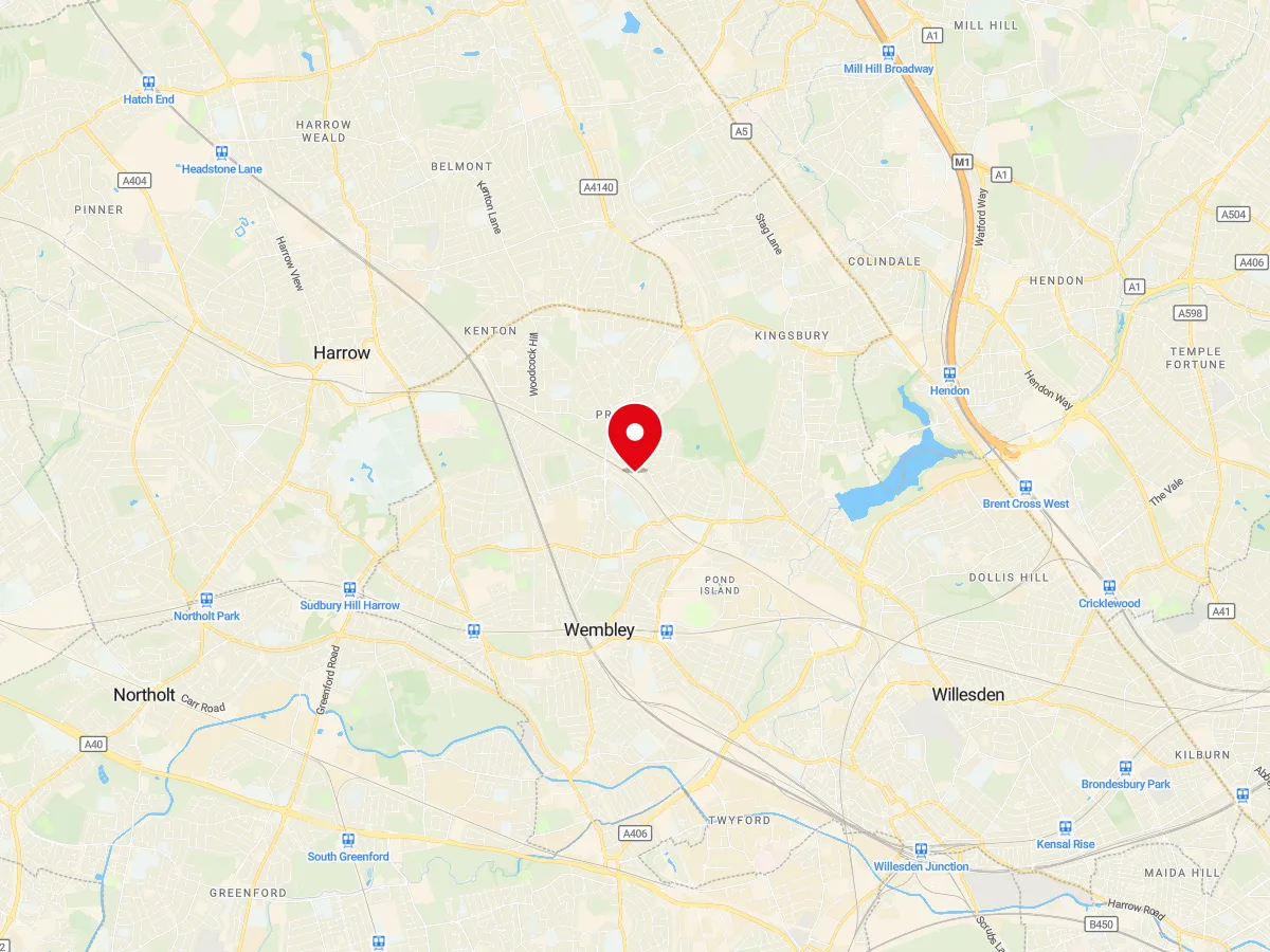 Map of North West London, Greater London — MyCarGlass mobile windscreen replacement and repair service area