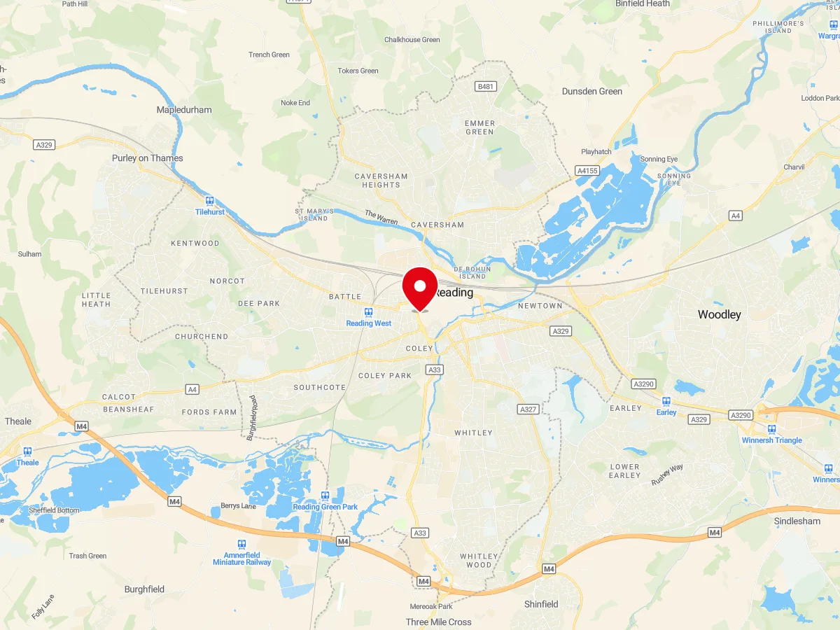 Map of Reading, Berkshire — MyCarGlass mobile windscreen replacement and repair service area