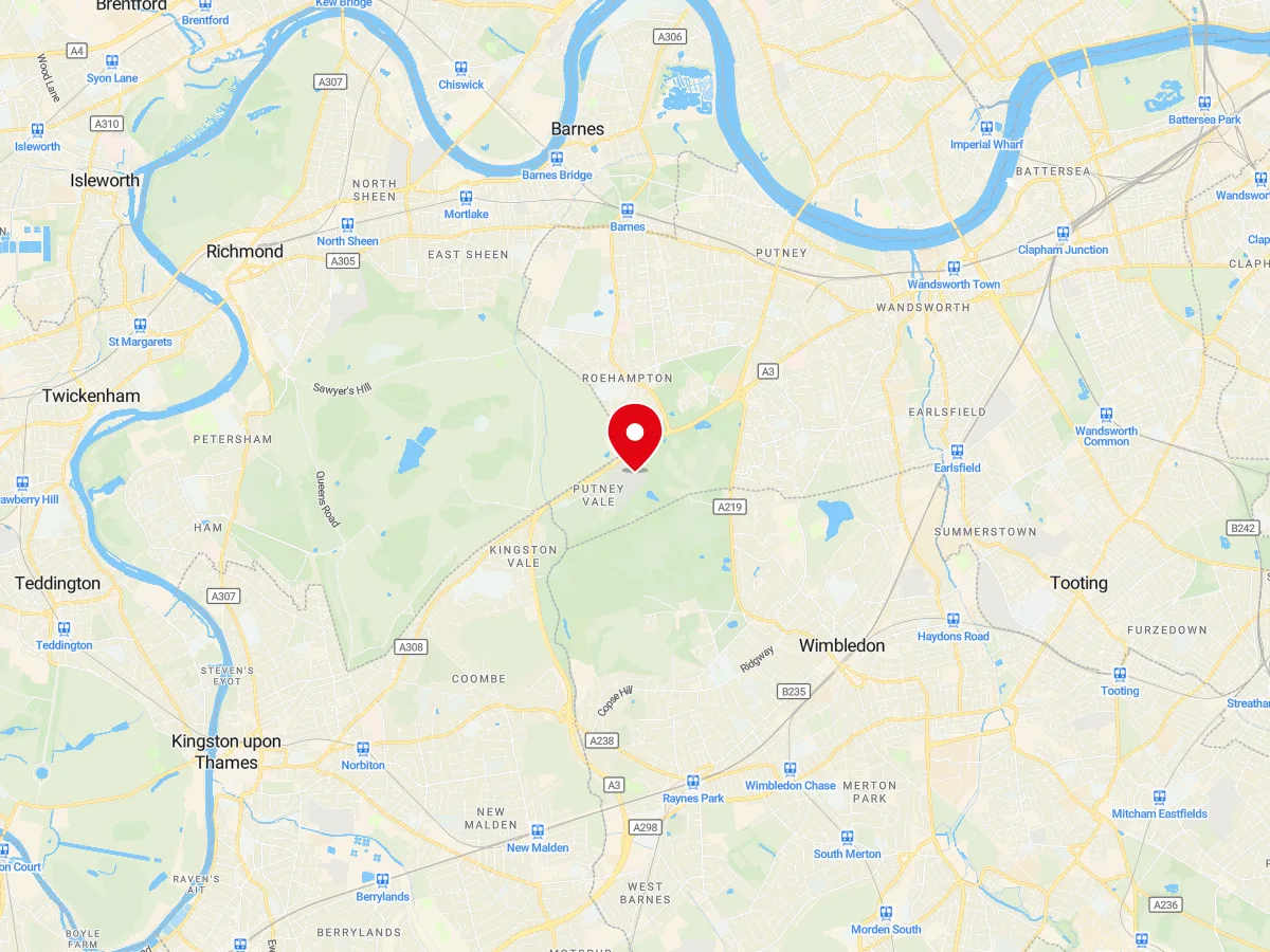 Map of South West London, Greater London — MyCarGlass mobile windscreen replacement and repair service area