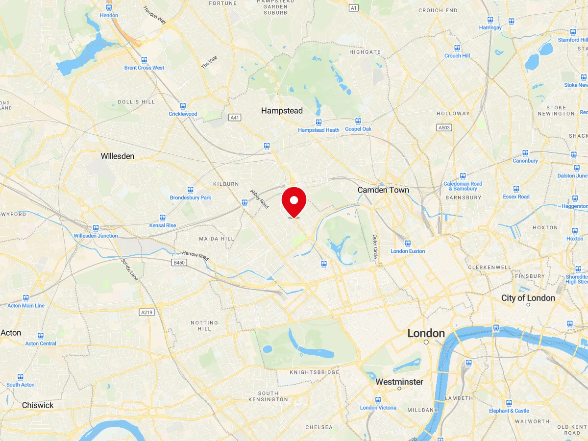Map of St John's Wood, North London — MyCarGlass mobile windscreen replacement and repair service area