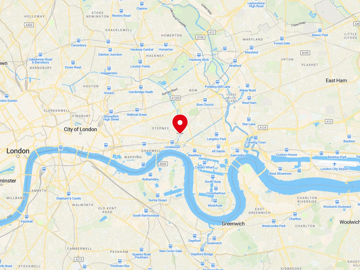 Map of Tower Hamlets, East London — MyCarGlass mobile windscreen replacement and repair service area